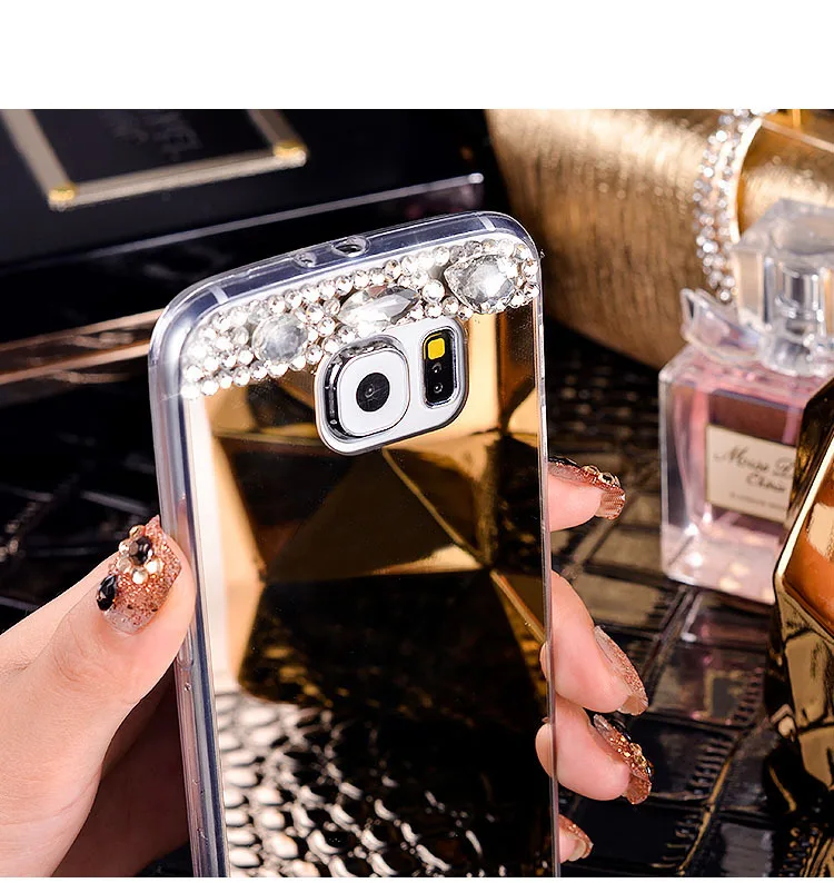 luxury Mirror crystal case for Samsung Galaxy S6 S7 edge S5 S4 S3 J1 2016 A3 A5 2017 Note 9 8 S8 + S9 A6 A8 A7 2018 phone cover |