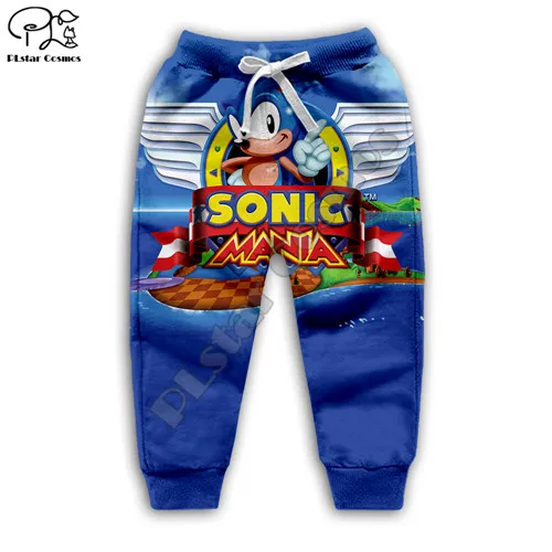 kids pants Толстовки с капюшоном в стиле аниме супер Соник 3d Детское пальто на молнии пуловер с длинными рукавами спортивный костюм с героями мультфильмов толстовки/штаны/Семейные футболки - Цвет: kids pants