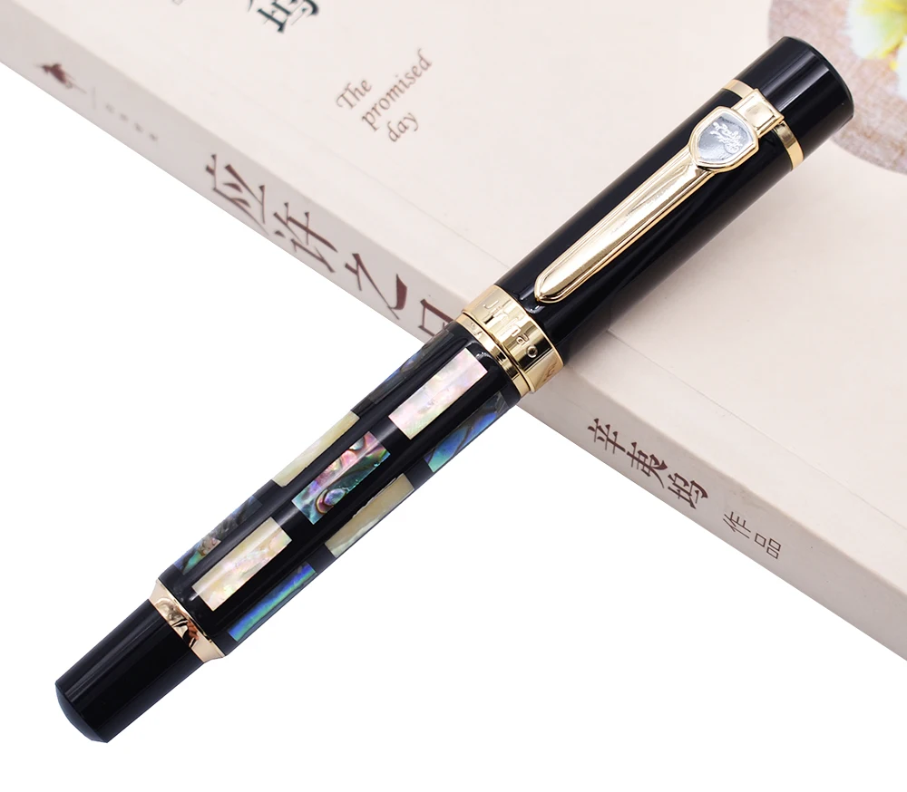 Перьевая ручка Jinhao с ярким жемчугом и зеленым морским узором средний наконечник