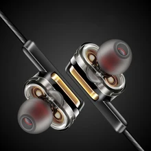 100% Original 3.5mm Fonge X3 Double Dynamic In-Ear Earphone Heavy Bass 360 Degree Surround Sound  Stereo Earburds with Mic CA