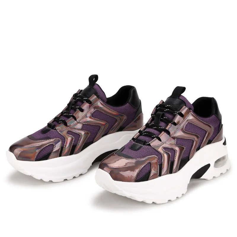Белые туфли; женские повседневные кроссовки на платформе; zapatos de mujer; сезон весна; Новинка; женская обувь с перекрестной шнуровкой; chaussures femme; Лоскутная обувь; Me'sh