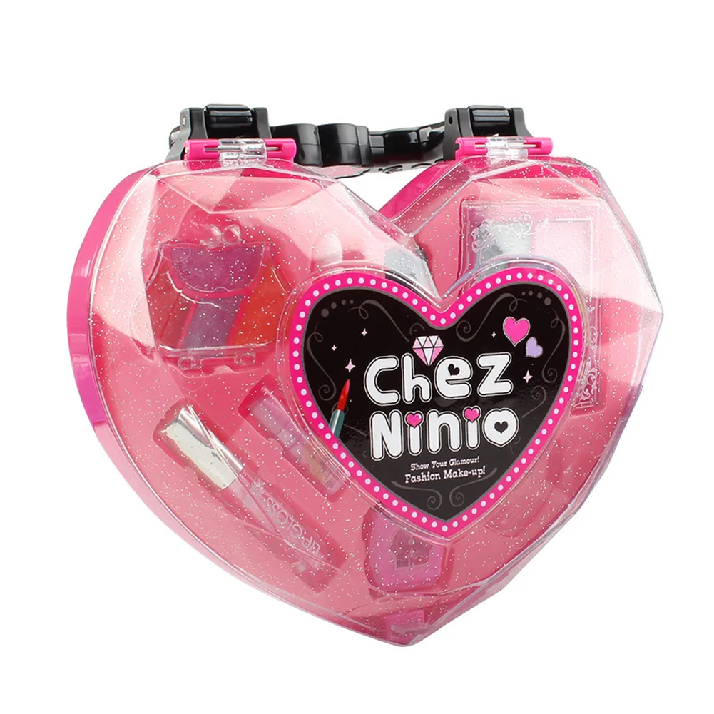Makeup Set Play Eyeshadow Lip Gloss For Kids Cosmetic Toy Heart-shaped Handbag Princess Girls Non-toxic Funny Lipstick Safety | Игрушки и