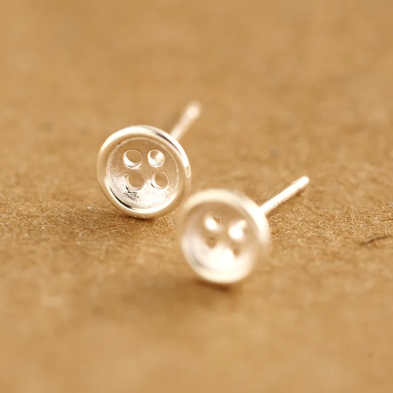Женские серьги пуговицы в Корейском стиле серебро 925 пробы|simple earrings|earrings womenearrings