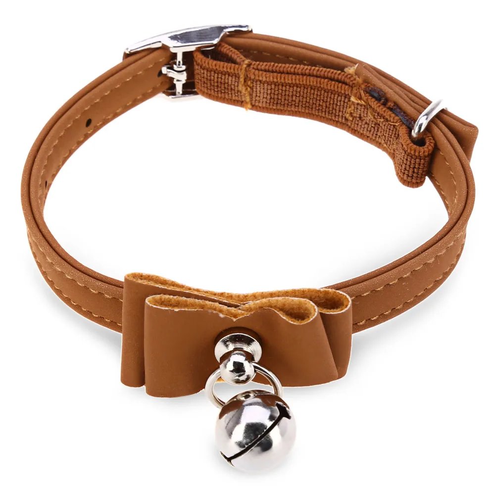 Pet Воротник Щенок упругие колокол лук Форма PU животное Necklacce Регулируемый ошейник
