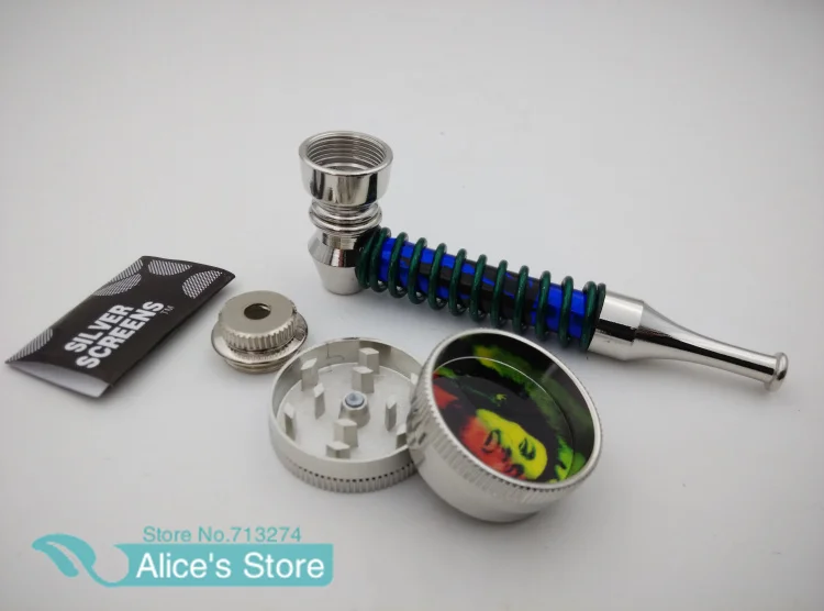 Модный 1 комплект металлических труб для курения + мини шлифовальная машина 5