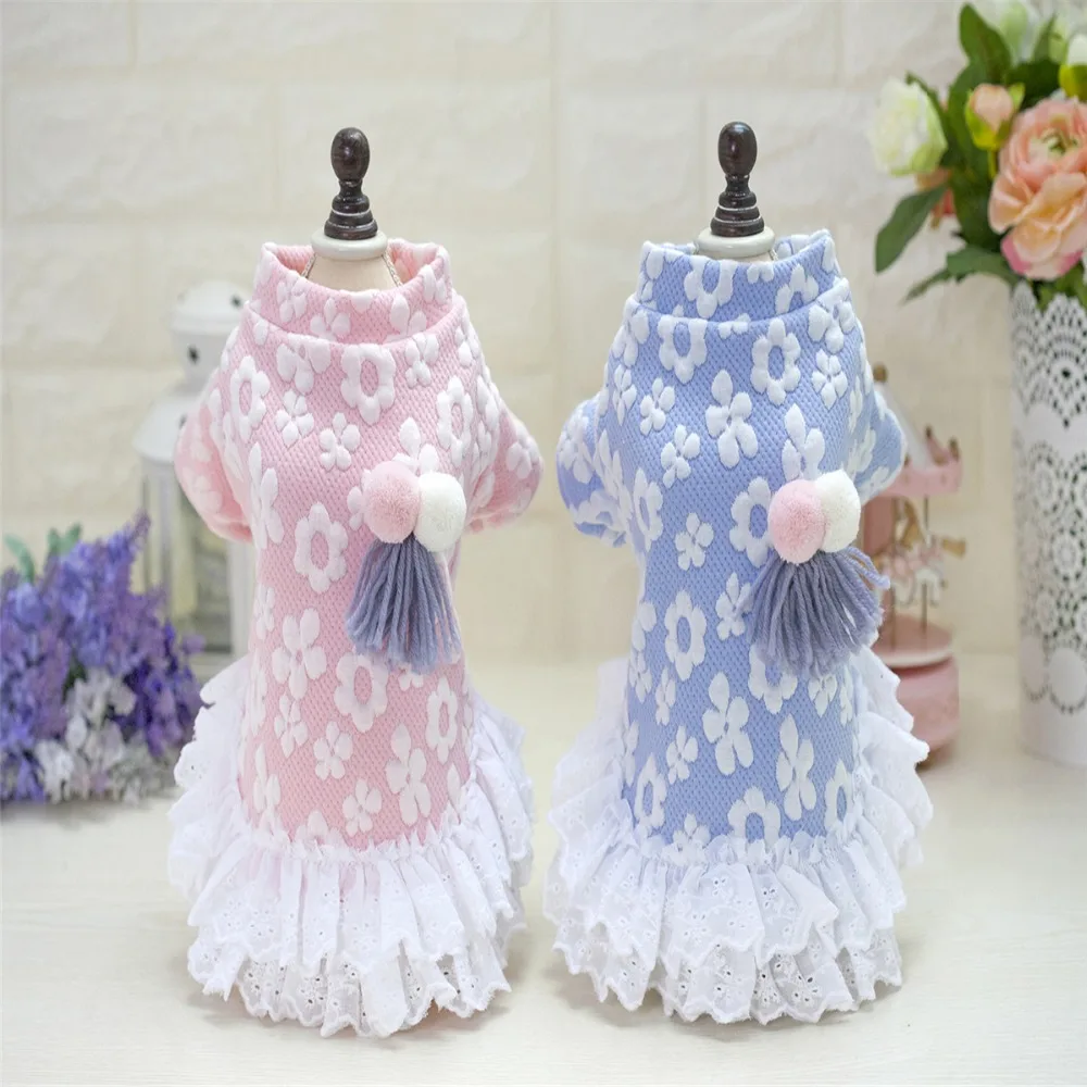 Новый дизайн для домашних собак девочек пальто с маленьким цветком одежда