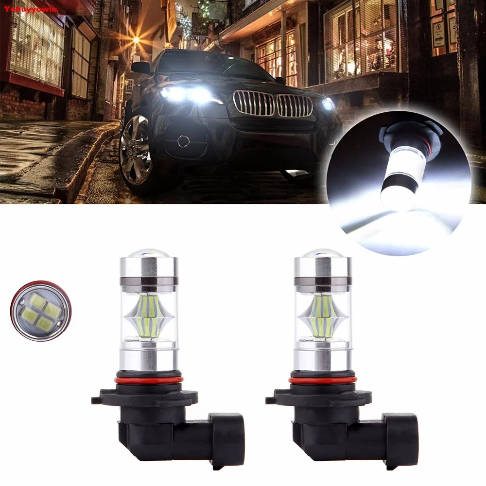2xwhite 9005 HB3 9145 H10 20*5 Вт 100 1000LM Cree ЧИПАМИ светодиодные дневные ходовые огни дневного света высокая мощность светодиодный проектор Противотуманные фары дальнего света лампы
