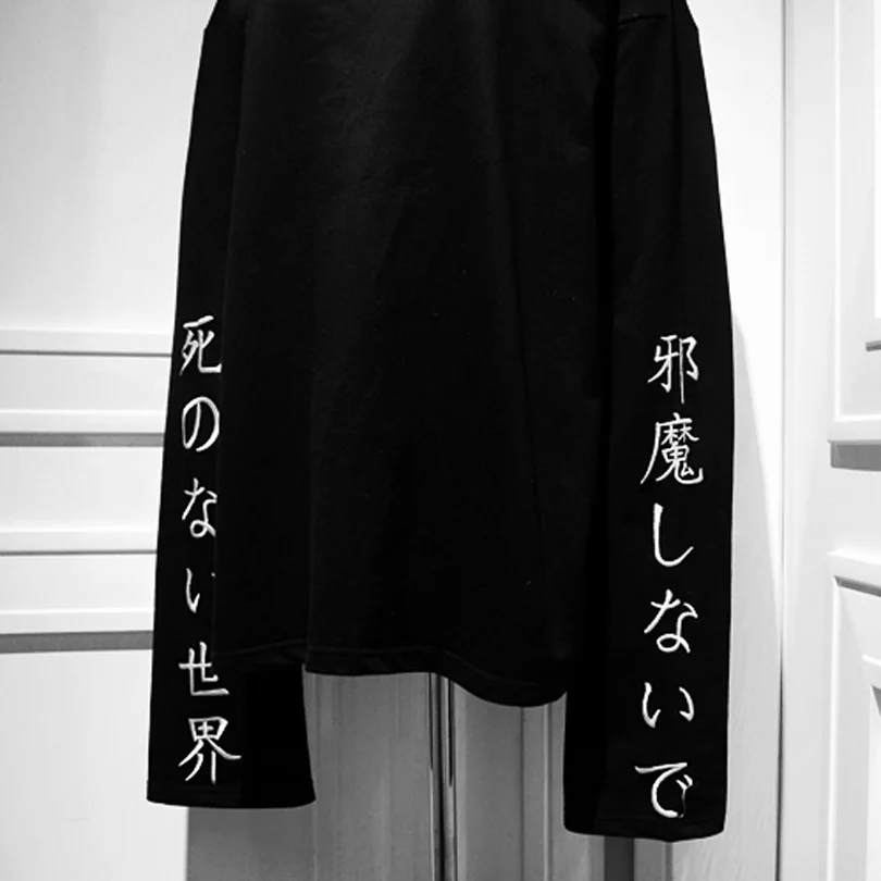 Harajuku панк футболка с длинным рукавом буквенной вышивкой готические футболки