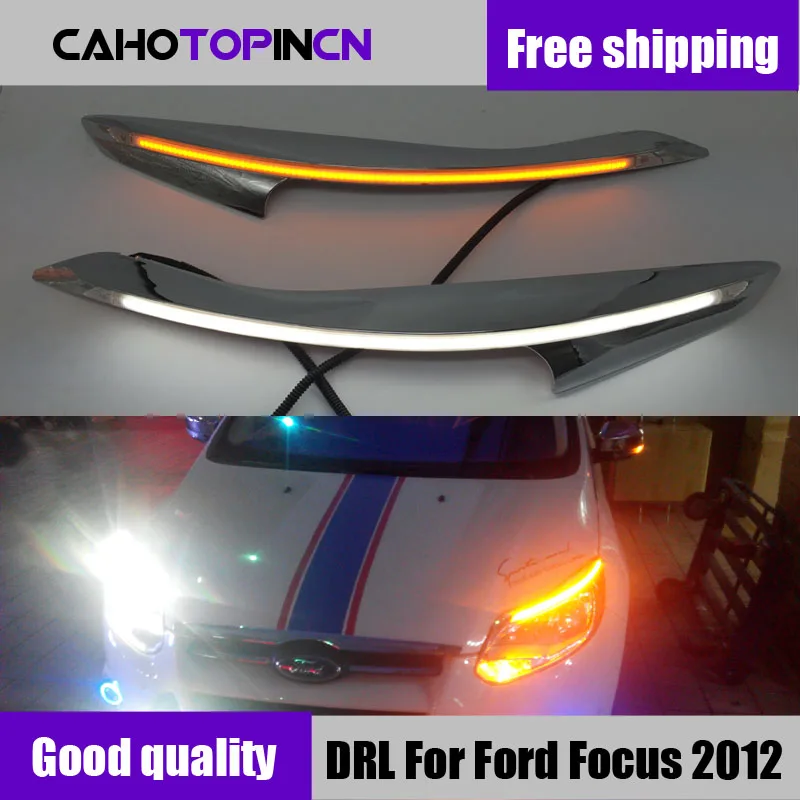 

2 шт. для Ford Focus 3 MK3 2012 2013 2014 2015 автомобильные фасветильник для украшения бровей сигнал поворота DRL светодиодсветодиодный дневные ходосветиль...