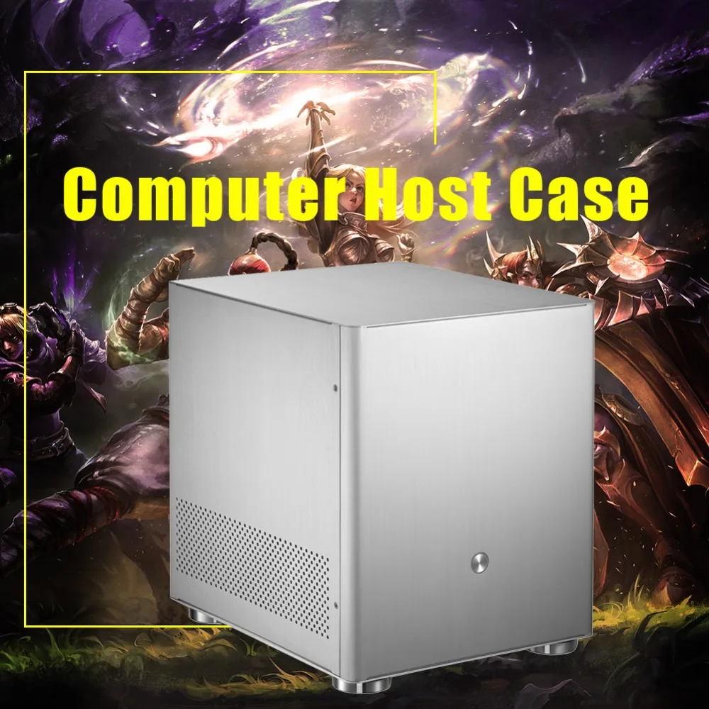 Алюминиевый сплав мини-чехол для настольного компьютера для M-ATX ITX материнская плата серебристый чехол для компьютера башни с 4 слотами расширения