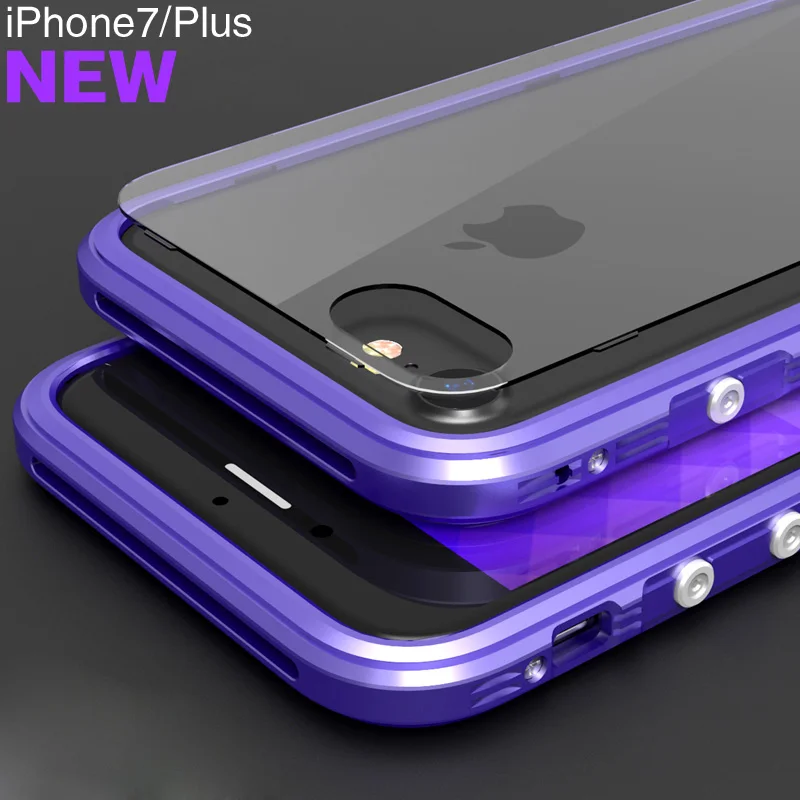 Металлический чехол для iPhone 7 360 полностью прозрачная пластиковая задняя крышка