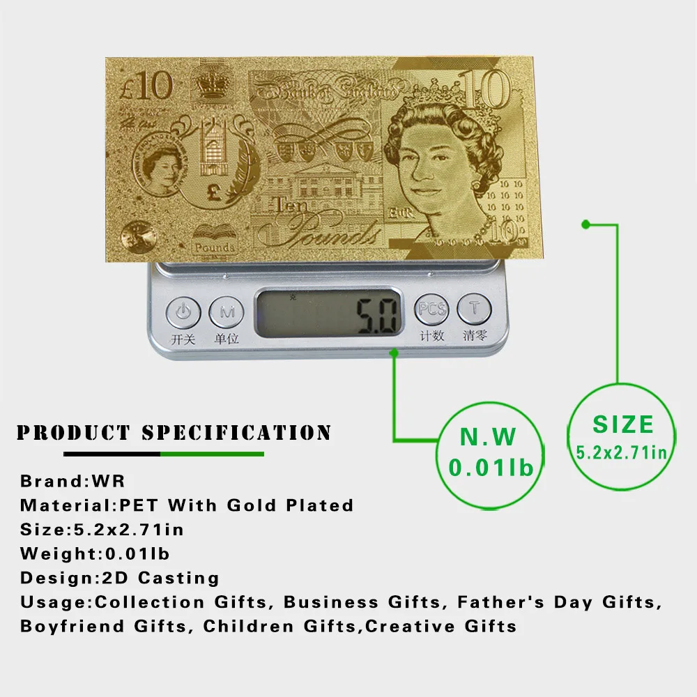 Фальшивые банкноты с покрытием золотом 10 фунтов|banknote gold|banknotes paper moneybanknote |