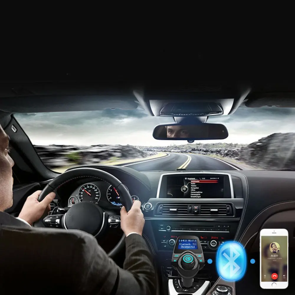 Автомобильный MP3 плеер T11 FM передатчик беспроводной Bluetooth радиоадаптер зарядное