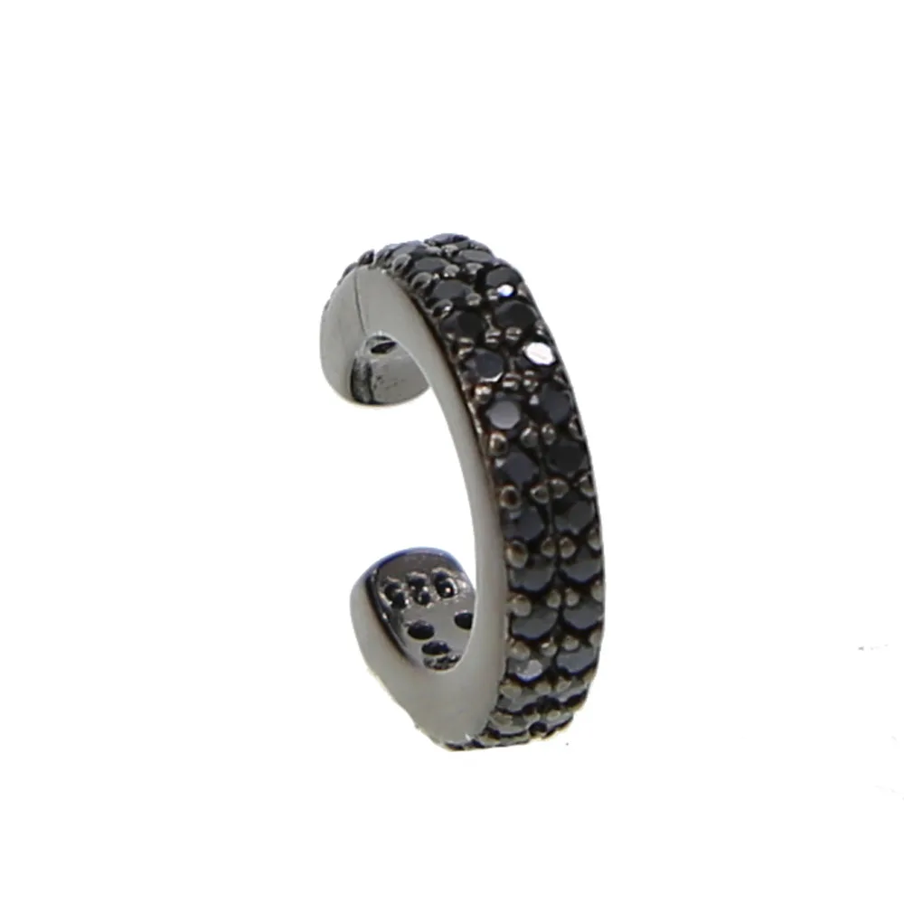 Нежный micro pave AAA CZ двойная линия, сверкающие, Классический Кафф серьги нового дизайна 925 стерлингового серебра не пирсинг серьги-манжеты - Окраска металла: BLACK