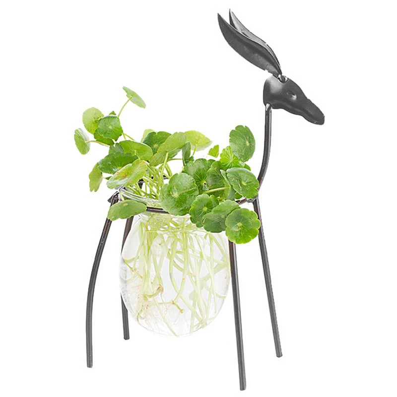 European Iron Deer Flower Vase Creative Hydroponic Container Glass Living Room Decoration Home Furnishing Floral Decorations | Дом и сад