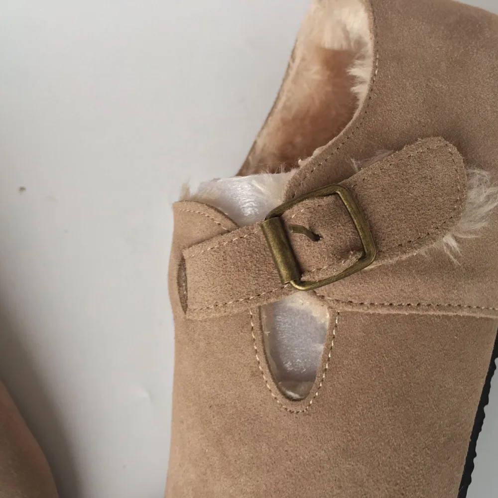 Careaymade-2023 Retro thickened flat round head of cattle nubuck genuine leather belt buckle shoes,Single/plus velvet,4 colors