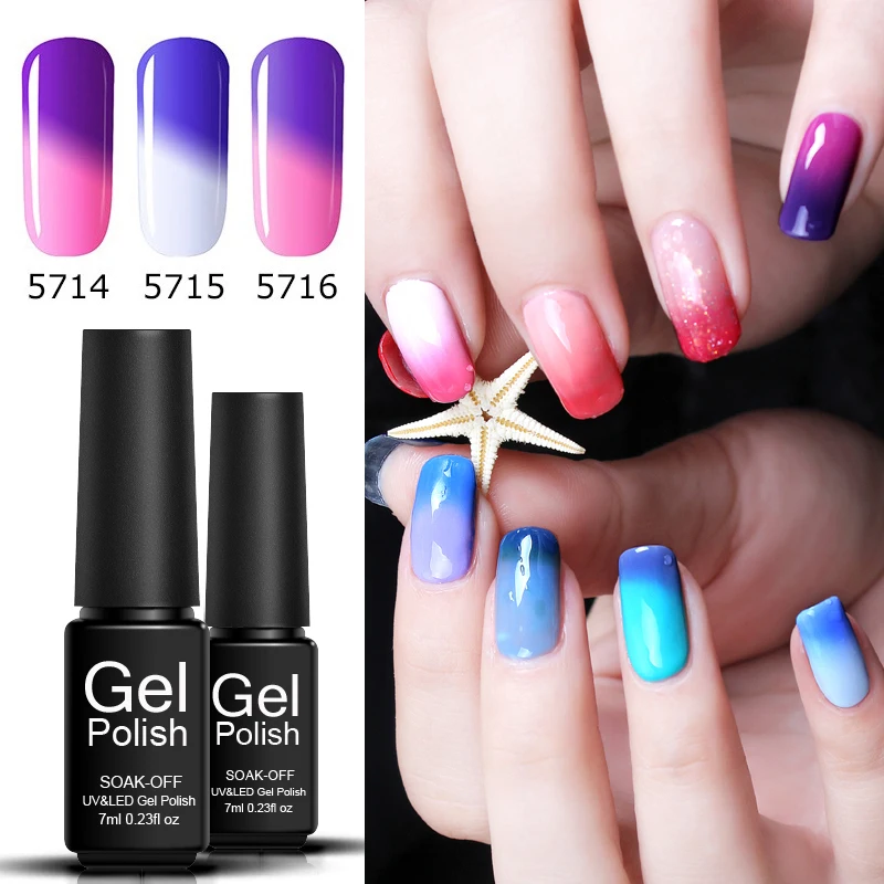 Verntion Горячие Продажи изменение Хамелеон Цвет гель Лаки для ногтей Температура