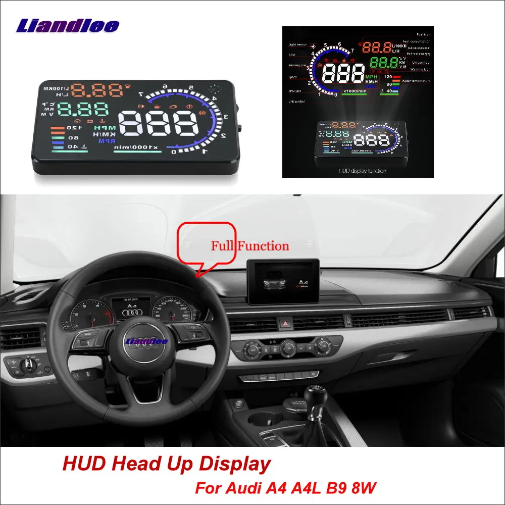 Liandlee автомобильный HUD Дисплей для Audi A4 B6 B7 B8- безопасный вождения экран полная функция OBD II проектор лобовое стекло
