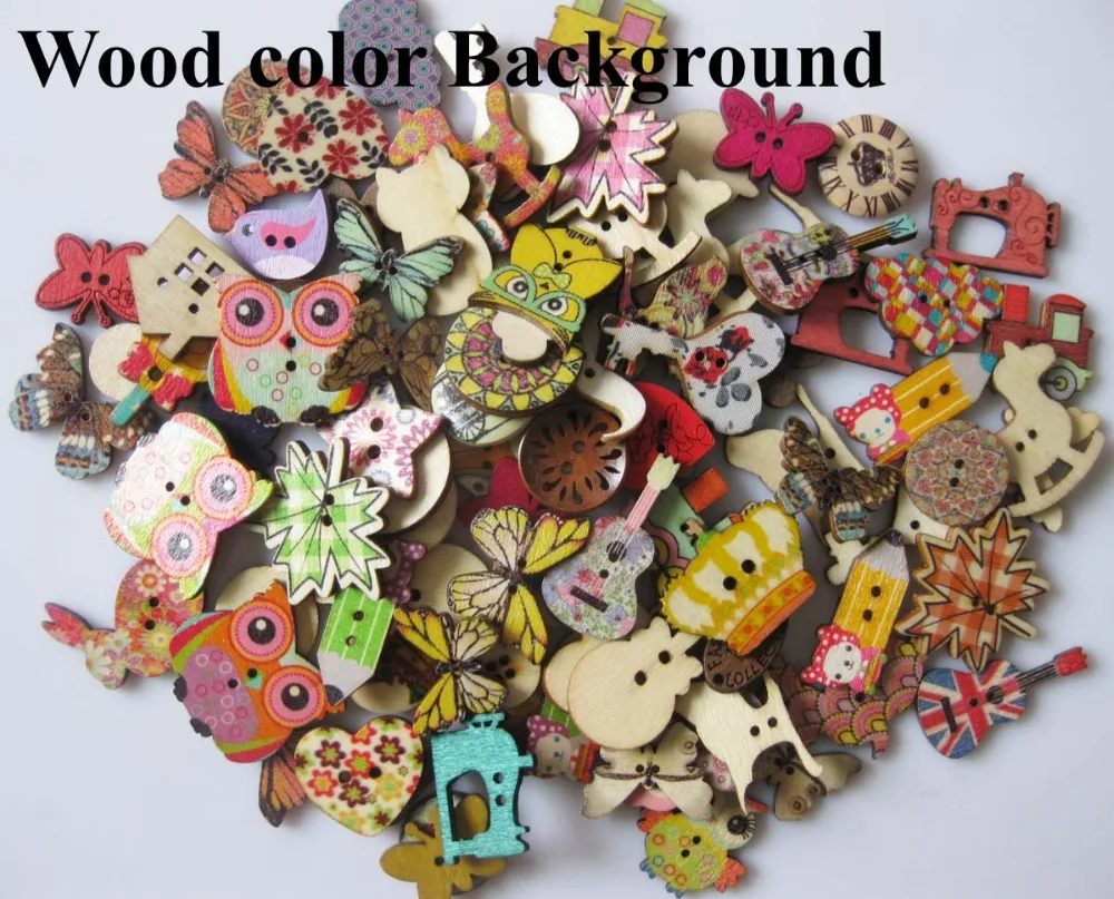 Пуговицы деревянные для рукоделия 100 шт. в ассортименте | Дом и сад