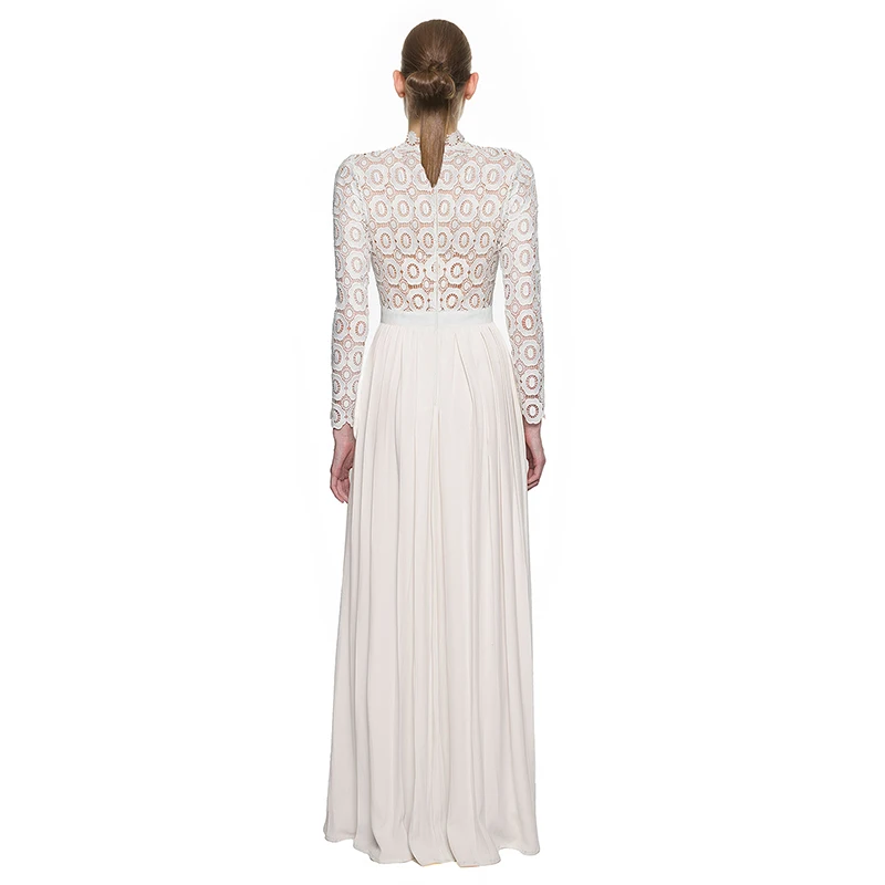 Lala IKAI/Для женщин плиссированные крючком Цветочные Кружево Макси Платья Туника