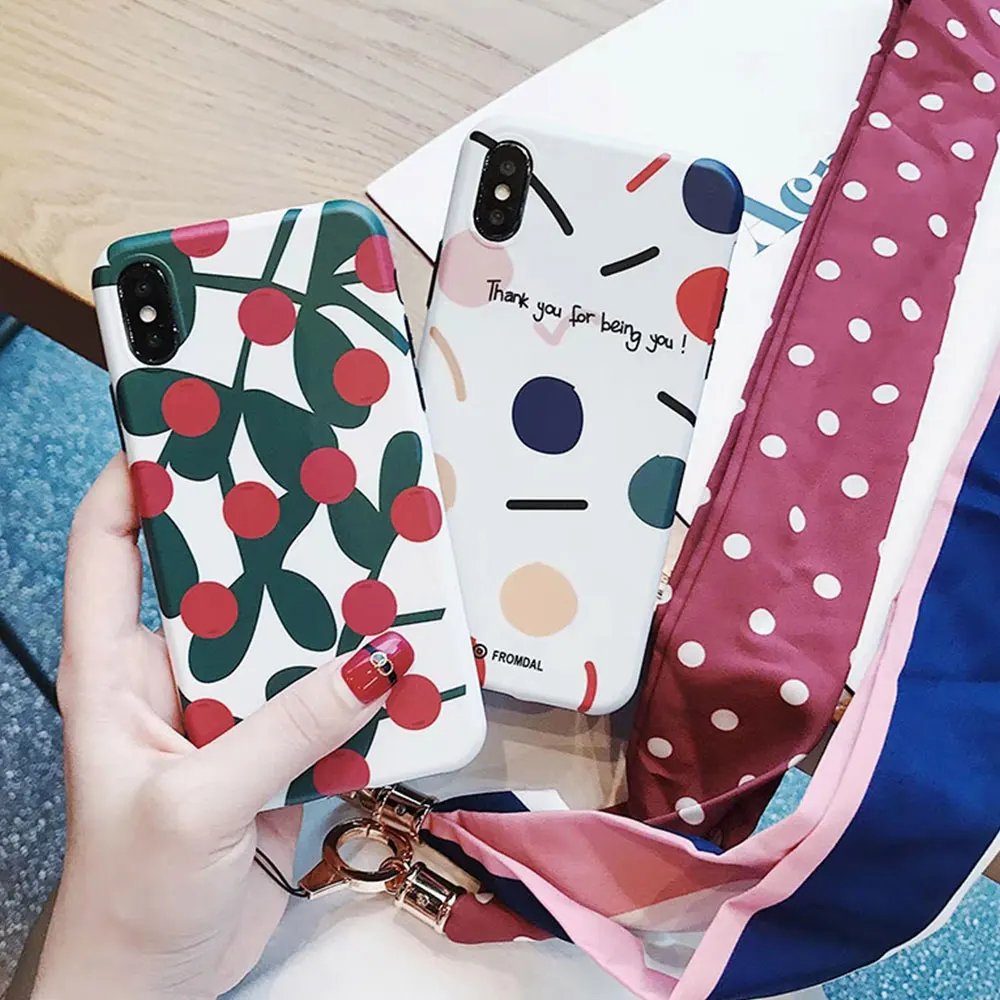 Мягкий чехол KISSCASE для iPhone 7 XS XR XSAMX X 10 8 в горошек с вишневым узором телефона 6 6S Plus |