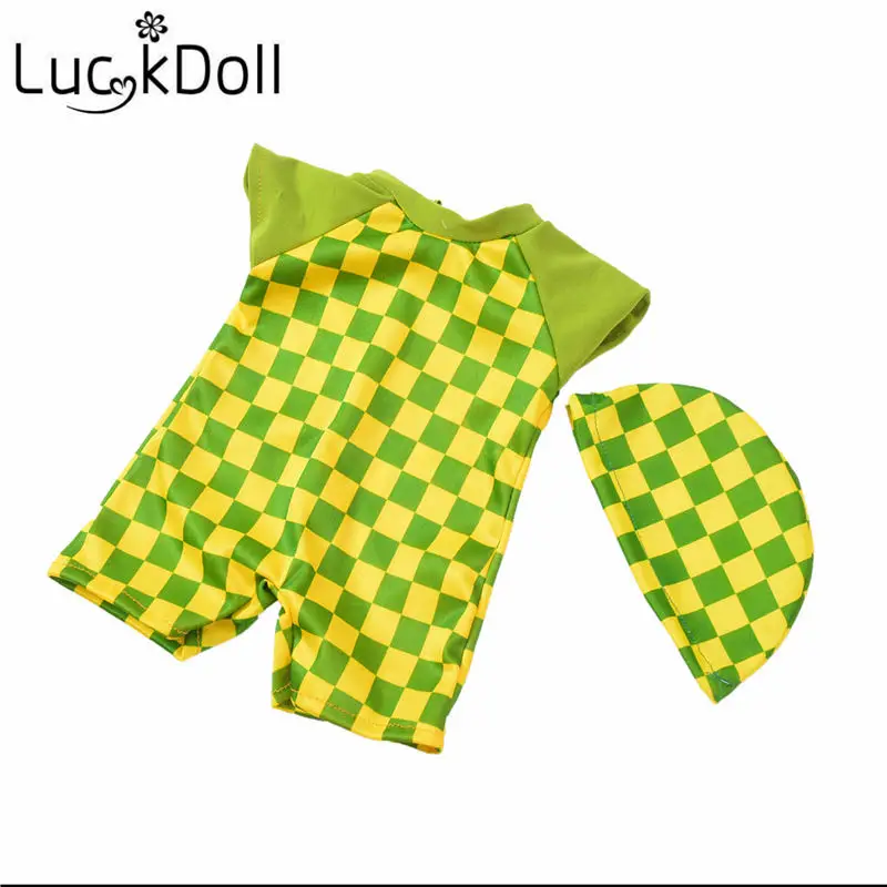 Комбинезон LUCKDOLL с летней печатью и шапкой для кукол размером 18 дюймов или 43 см