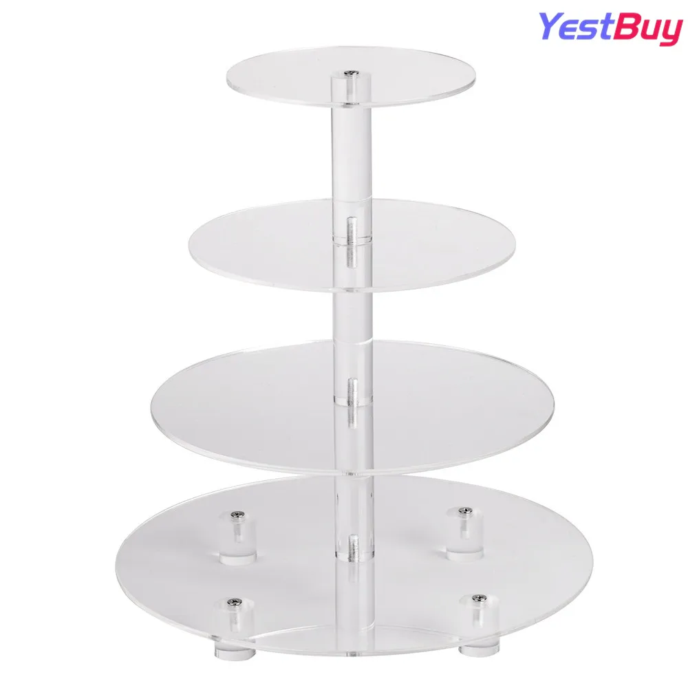 YestBuy 4-уровневая круглая подставка для свадебной вечеринки акриловая кексов с
