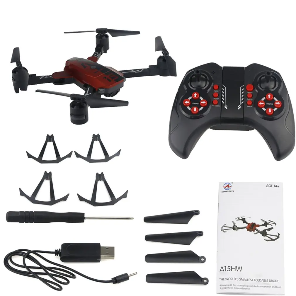 A15HW 2 4G 6CH Карманный складной Радиоуправляемый Дрон с 720 P HD широкоугольной камерой