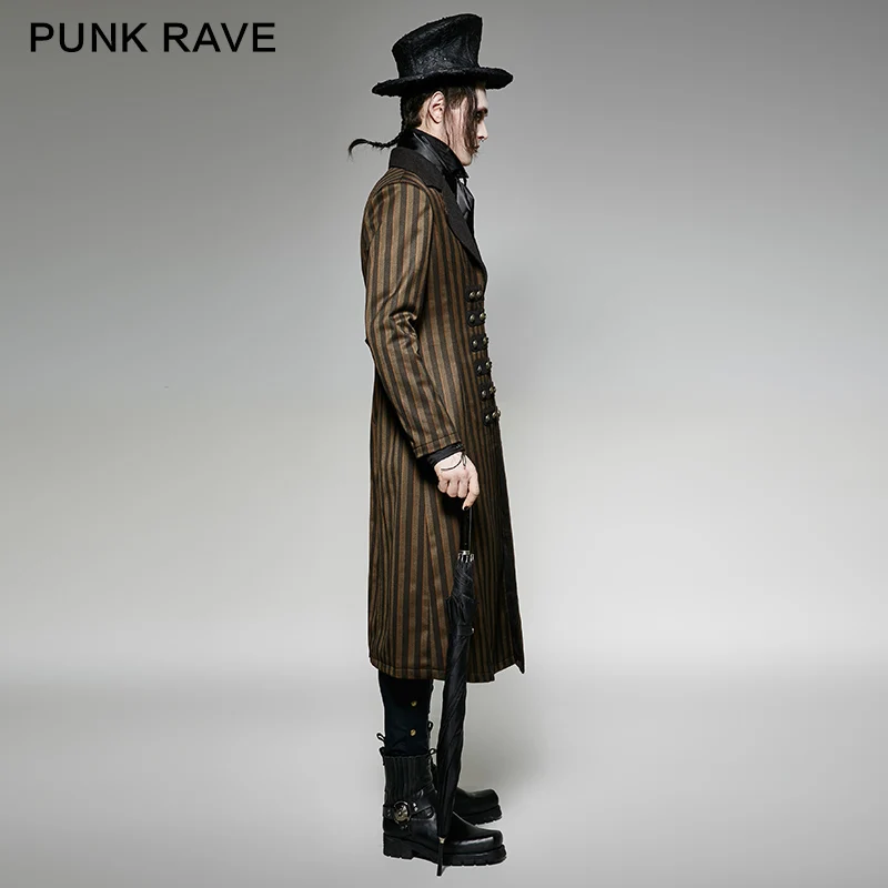 Панк Rave мужские куртки и пальто Готический стимпанк викторианская длинная