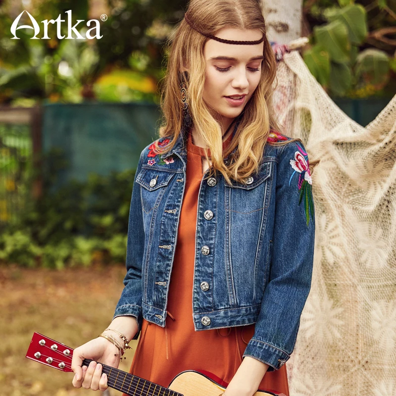 ARTKA Весна 2018 Новая Национальная вышивка винтажная выстиранная джинсовая с