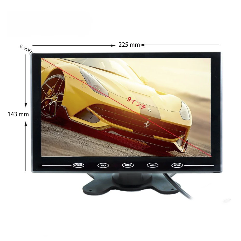 AMPrime 9 &quotультратонкий HD цветной TFT 2 видео вход автомобильный монитор дисплей