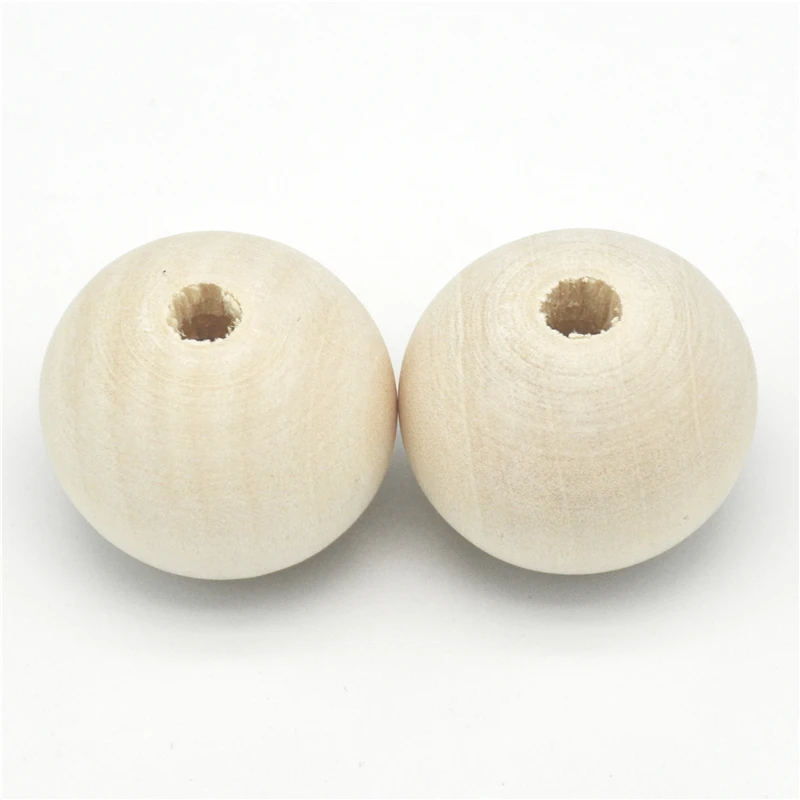 

40mm Large Round Ball 10PCS Unfinished Natural Wood Beads DIY Crafts Wooden Beads Jewelry Making For Baby Smooth Teething