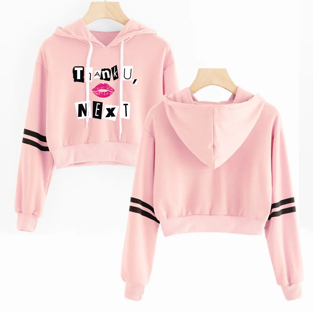 2019 Новинка Karajuku полосатая укороченная Толстовка Ariana Grande толстовки с капюшоном