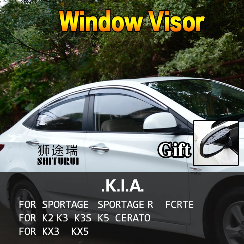 

SHITURUI Window Visor Vent Sun Rain Deflector Guard For KIA Sportage R fcrte K2 K3 K4 K5 K3S Cerato Sedan KX3 5 KX cross Cachet