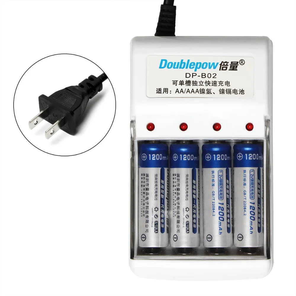4 шт. Doublepow AA 1 2 V 1200 mAh аккумуляторная батарея + Независимые каналы быстрая