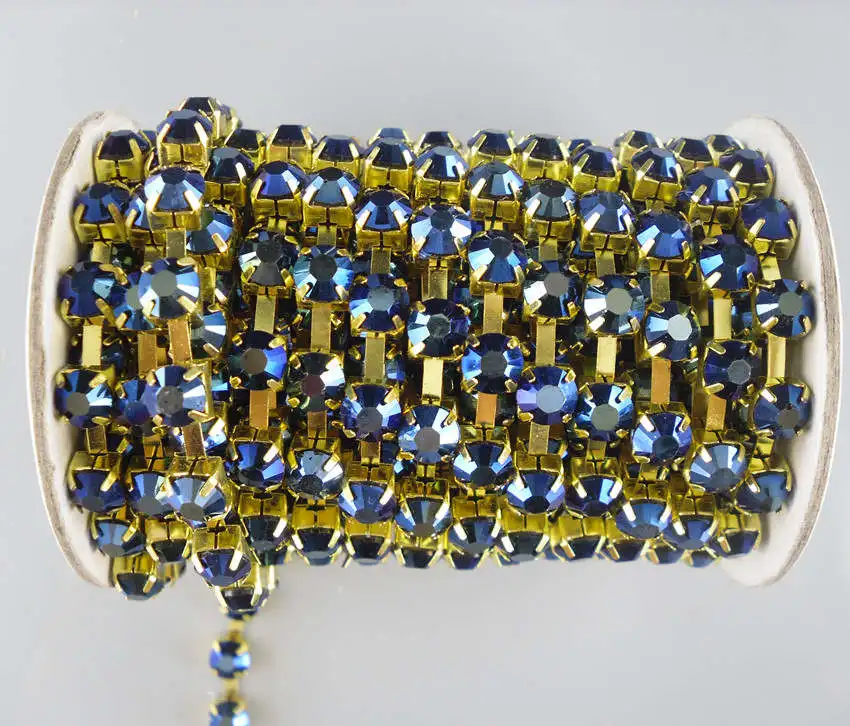 ANG616 Ink blue SS30 костюм с аппликацией прозрачные стразы AB Crystal 6 мм из золотистого металла чашка коготь Планки для ключей 10 см 1-18color - Цвет: ANG616 Ink blue