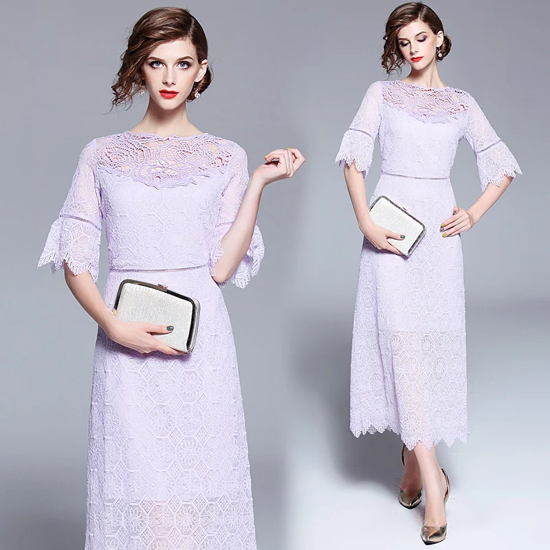 Высокое качество летнее кружевное платье женские длинные вечерние платья