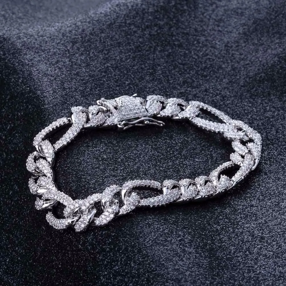 10 мм коробка замок цепи NK браслет для мужчин в стиле хип хоп Bling ограненные Стразы