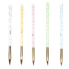 Кисть из соболя для дизайна ногтей с толкателем для кутикулы, кисти для рисования картин акриловая пудра, инструмент для маникюра, 5 шт.