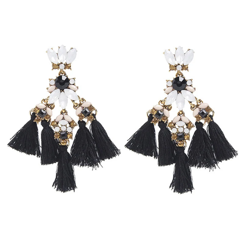 AE-CANFLY Vintage Rhinestone Tassel Earrings Women Long Dangle Drop Brincos For Party Gift | Украшения и аксессуары