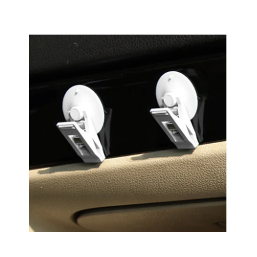 1 Pair White LOEN, 2 шт., автомобильная присоска, пластиковый зажим на присоске, съемные держатели, авто интерьерное крепление на окно для солнцезащитных козырьков, занавесок, полотенец, билетов - Название цвета: 1 Pair White
