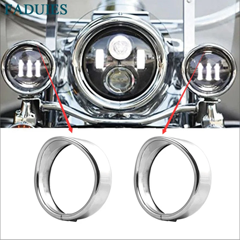 

FADUIES Motorcycle accessories 4.5" 4 1/2" auxiliary lights Chrome/Black Harley- Trim Ring For harley fog lights trim ring
