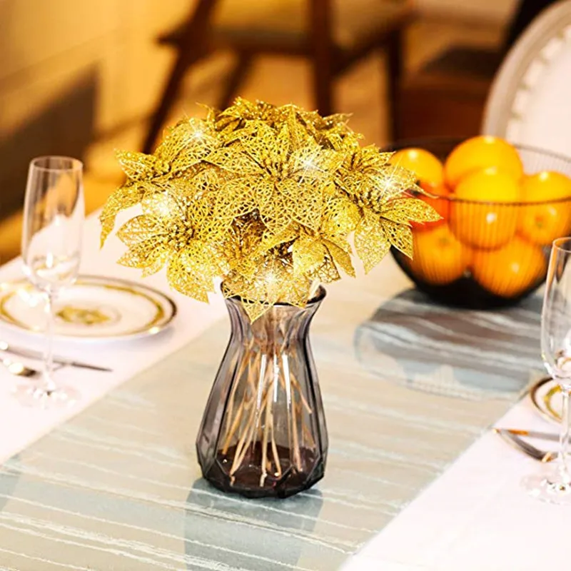 10 шт. разноцветные блестящие искусственные полые цветы украшения для свадьбы