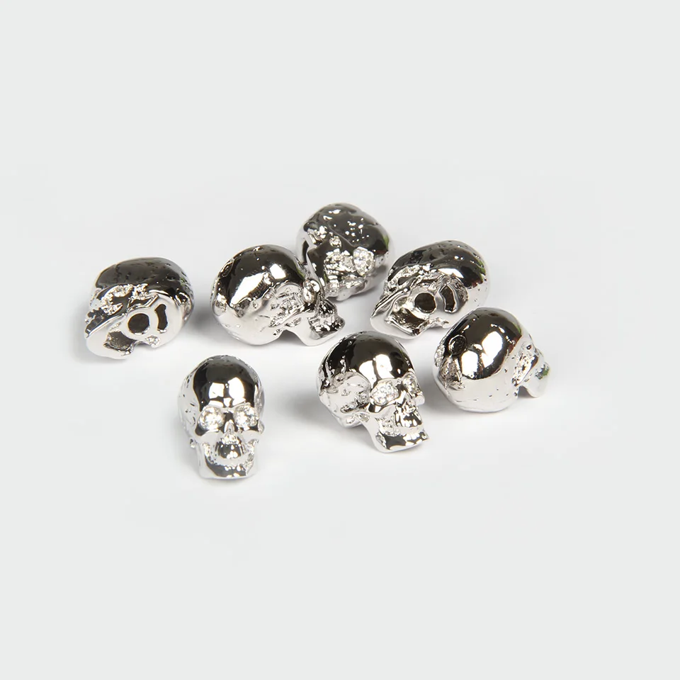 Silver Color Ailatu 10 шт. известный бренд череп медные бусины для DIY модные мужские браслет или ожерелье ювелирные изделия - Цвет: Silver Color