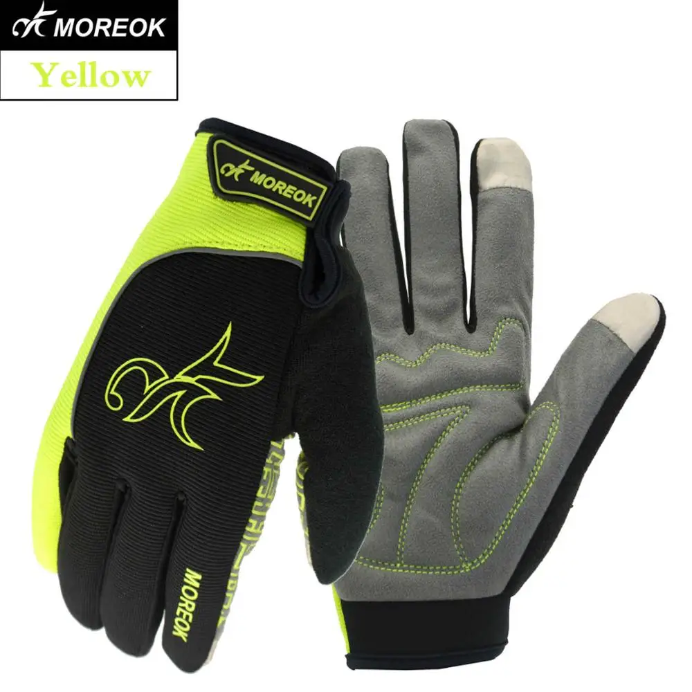 Зимние велосипедные перчатки MOREOK Sensitive с сенсорным экраном - Цвет: Fluorescent yellow