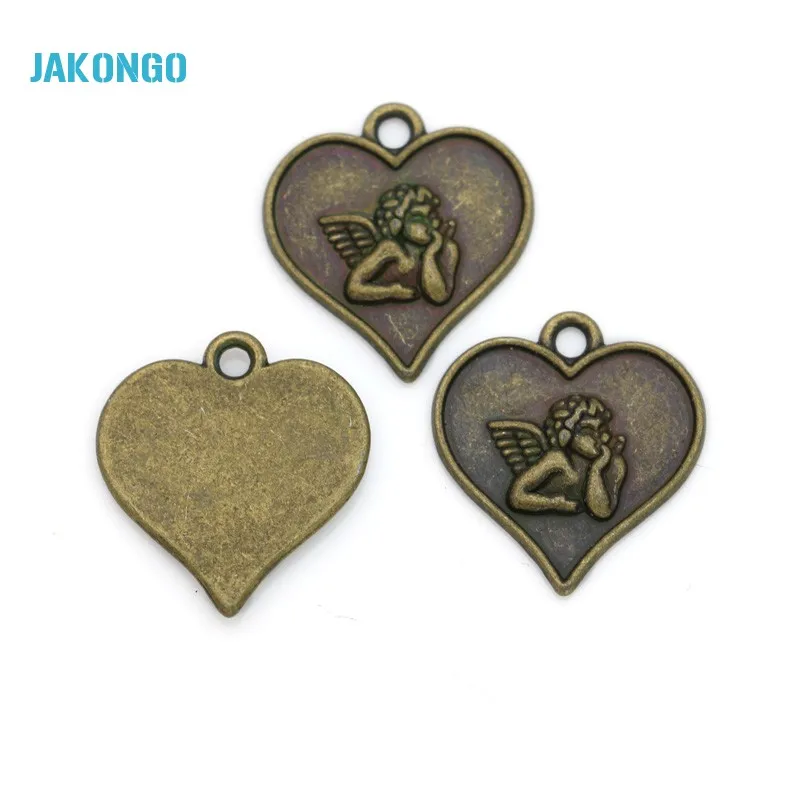 JAKONGO античное серебро/бронзовое покрытие Cupid Love Angel Heart Charms DIY Подвески ручной