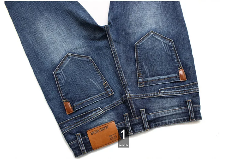 Джинсы мужские классические облегающие повседневные брюки из денима темно-синие