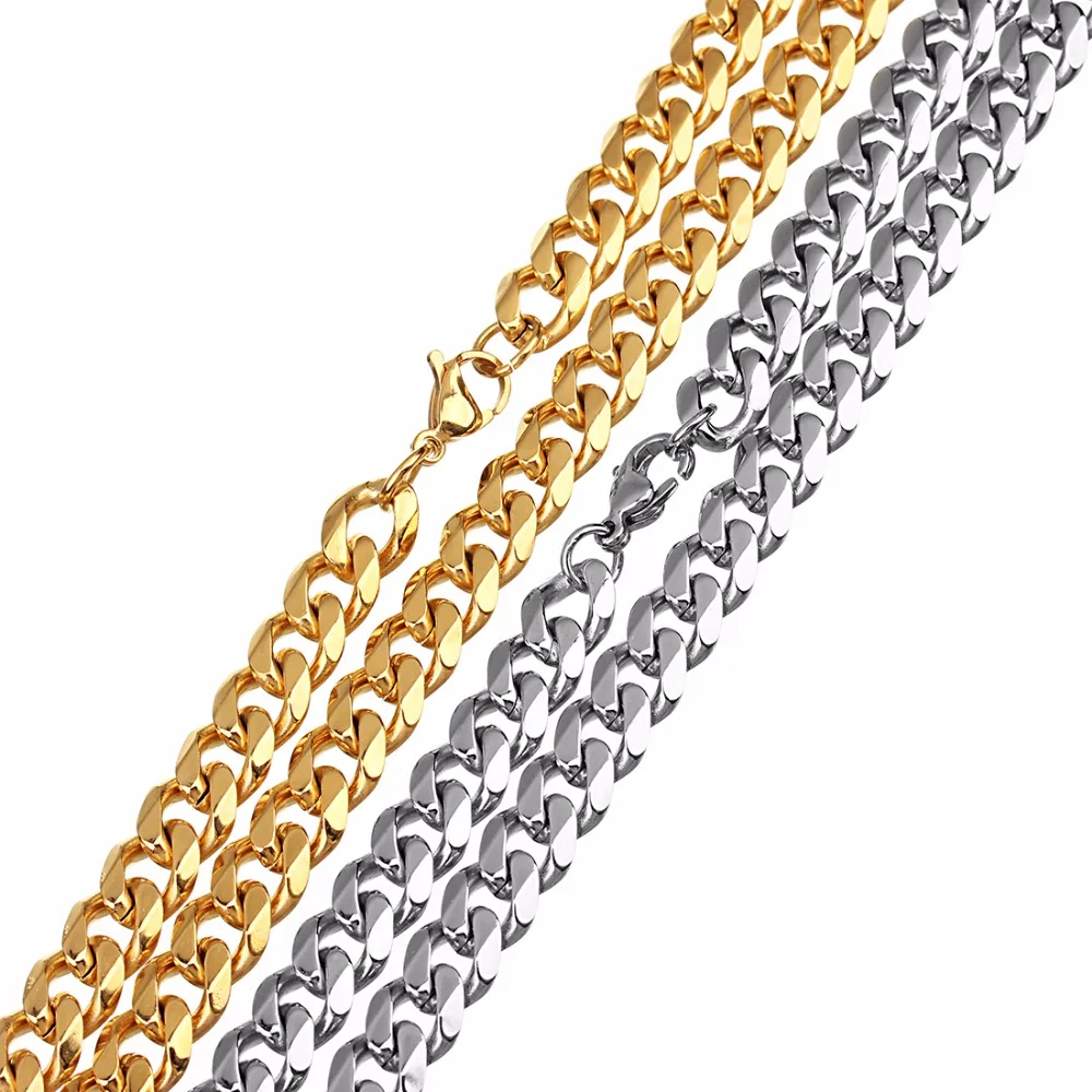 LOULEUR Gold Silver Color 60cm Stainless Steel Chains Bulk Wide 8mm Flat Link Rolo for Necklace Bracelet Jewelry Making | Украшения и