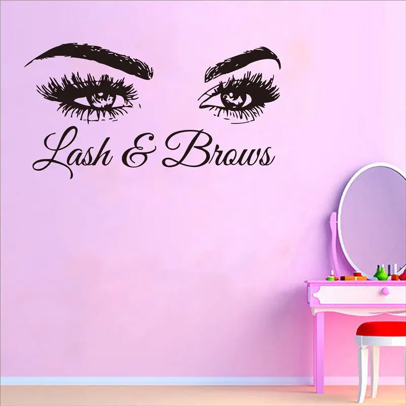 

Lash & Brows Eyes Quote Wall Decals Fashion Creative Vinyl Beauty Salon Decor