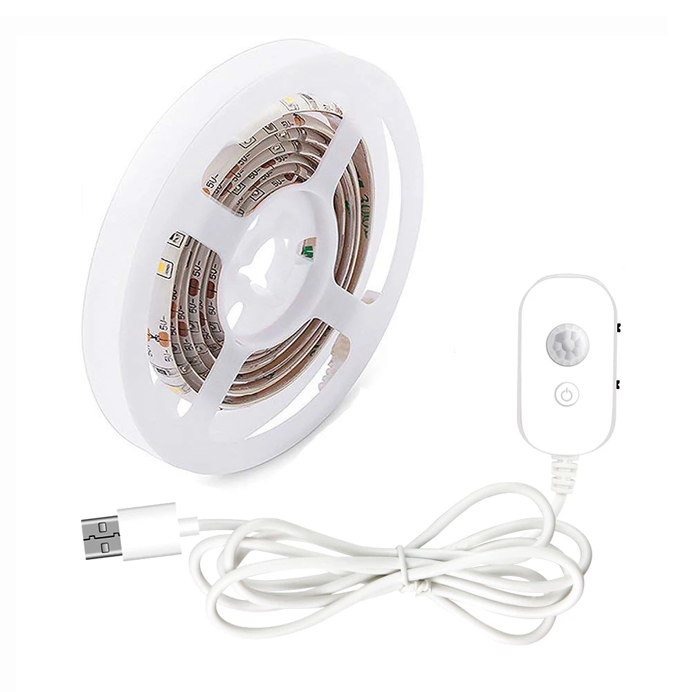 Пир движение активированный USB светодиодная лента лампа 2835SMD DC5V гибкий Диммируемый светодиодный светильник кровать лестница Гибкая полоса под шкаф светильник s